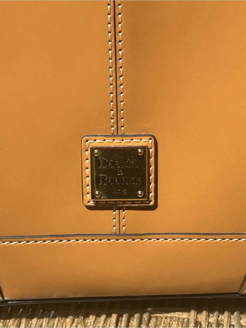 Dooney & Bourke Tan Leather Structured Satchel with Shoulder Strap
